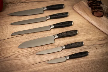 Damascus knivsett 6-deler - Brun-rustfritt stål - Hâws