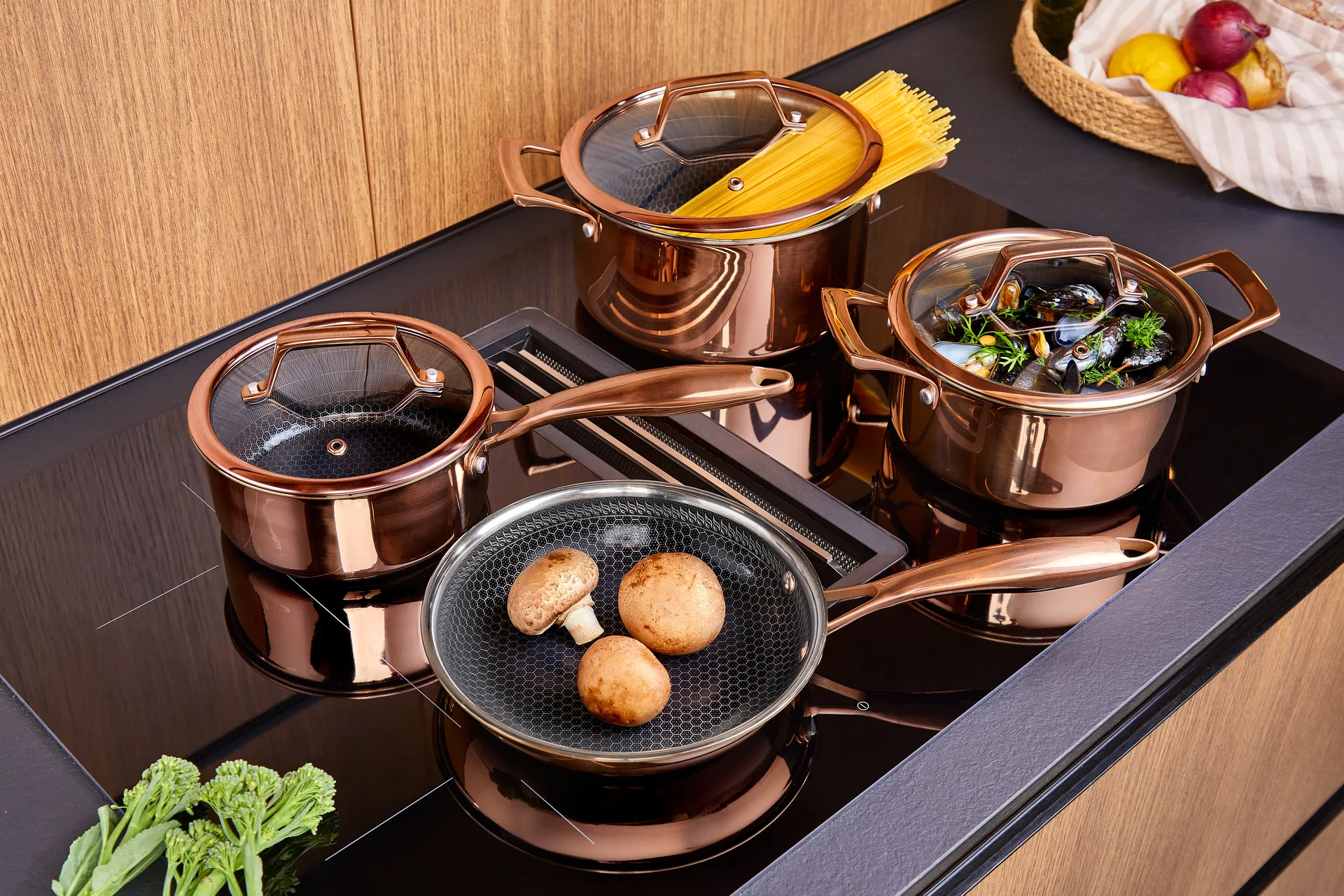 Hâws Santo kasserolle med lokk hybrid coating 1,5 L, Rose Gold Hâws