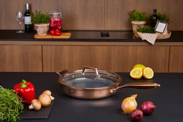 Hâws Santo traktørpanne med lokk hybrid coating - Rose Gold - Hâws