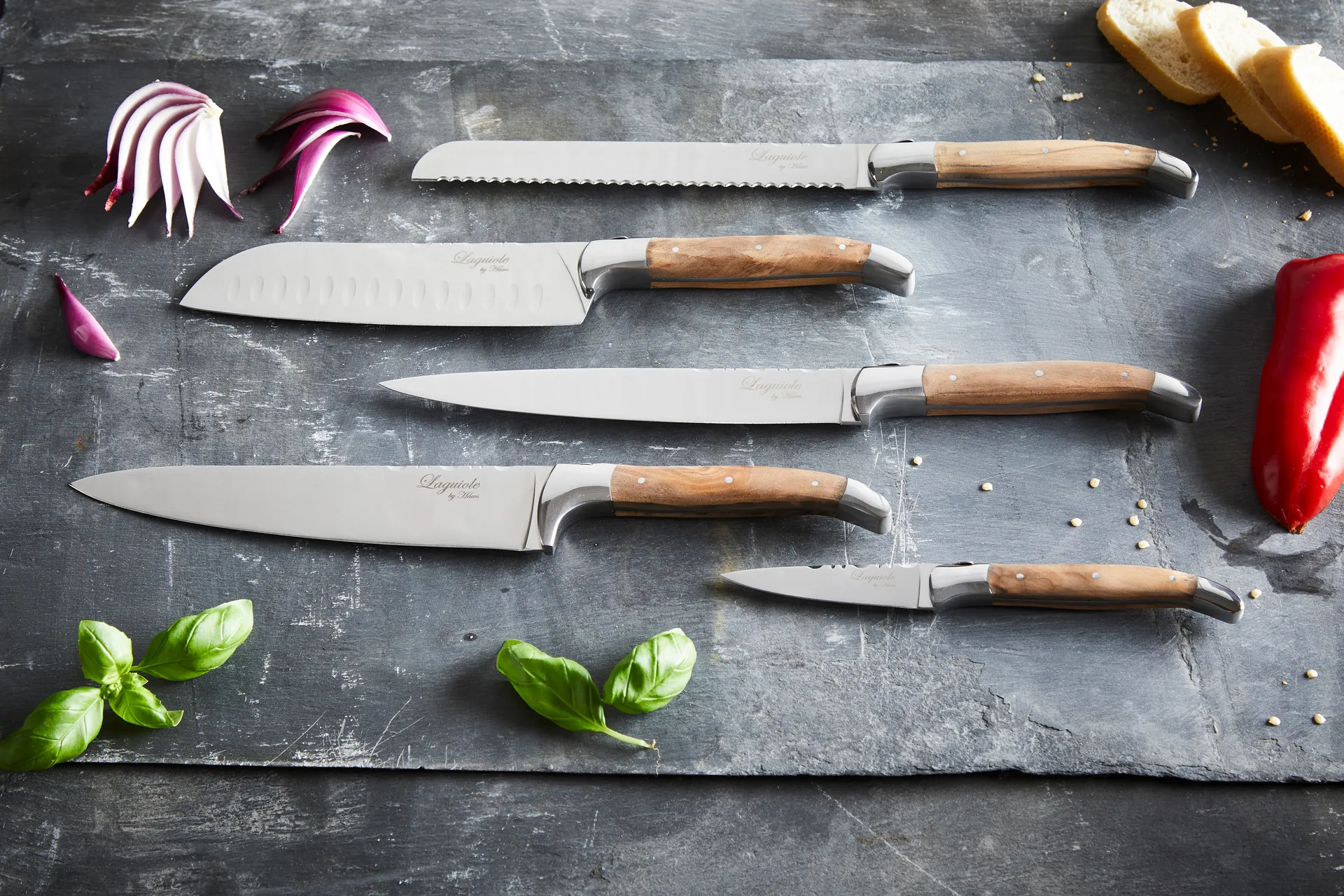 Laguiole By Hâws kokkeknivsett 5 deler, Olive Hâws