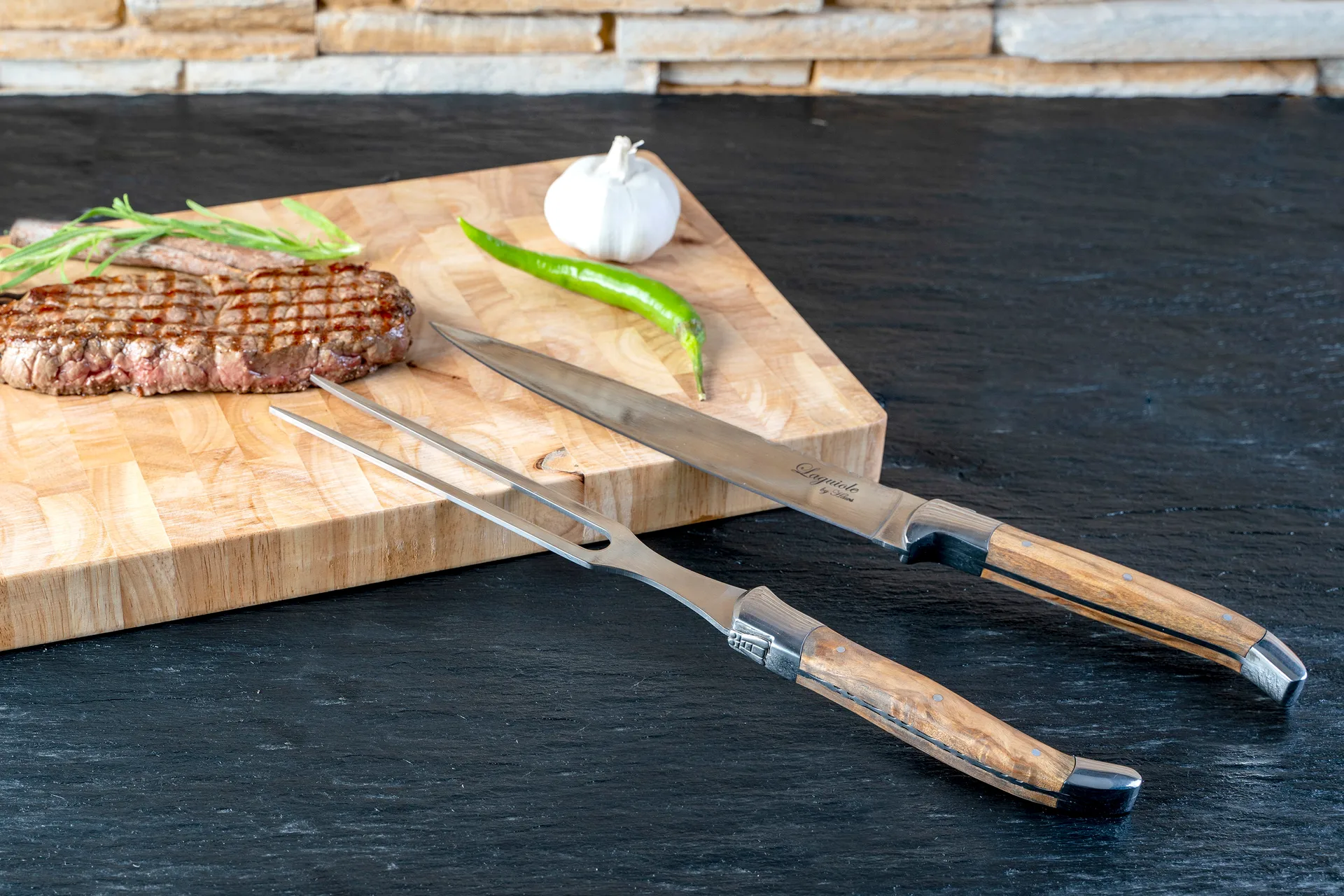 Laguiole By Hâws trancherset 2-deler, Olive Hâws