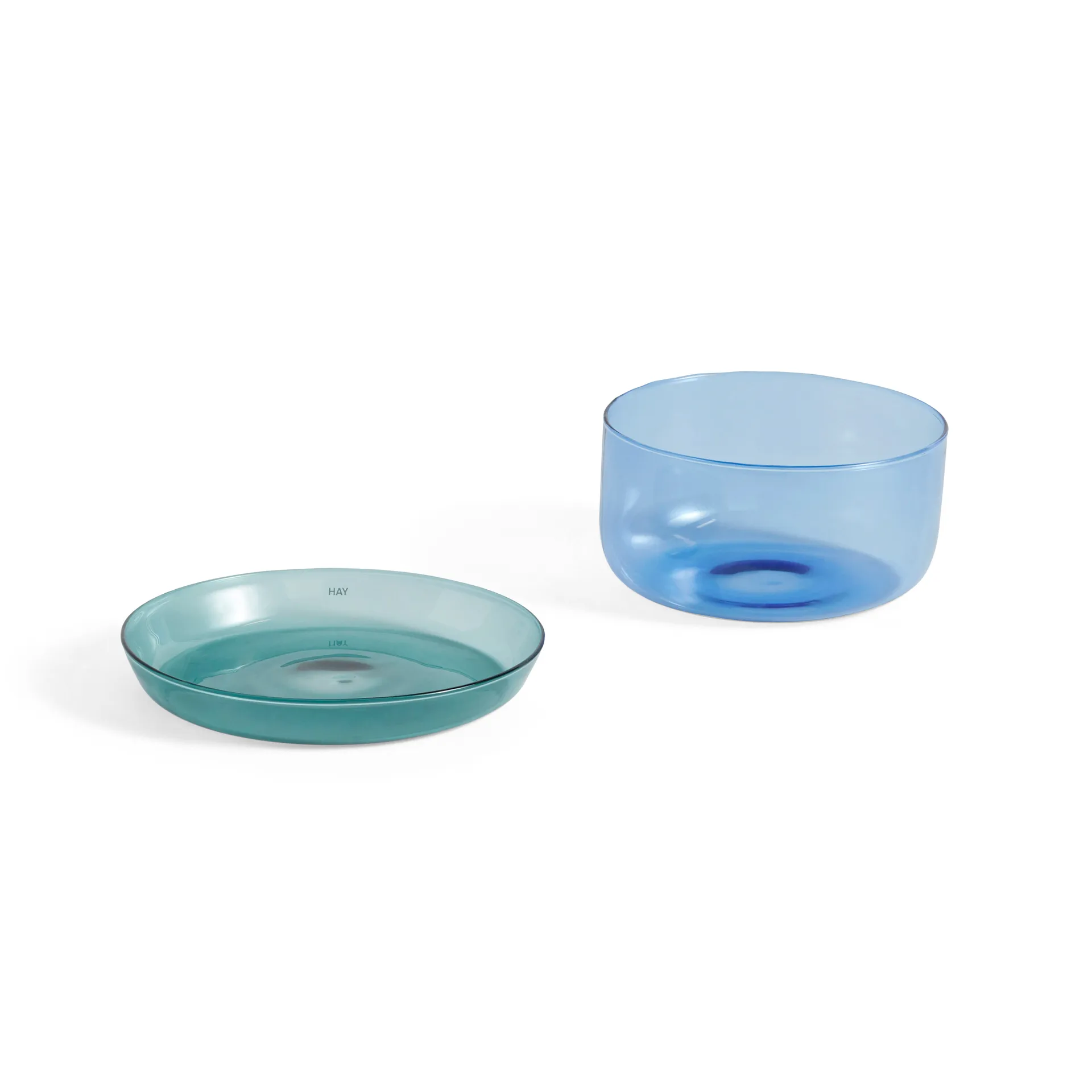 2-in-1- serveringssett skål og fat, Light blue-aqua HAY