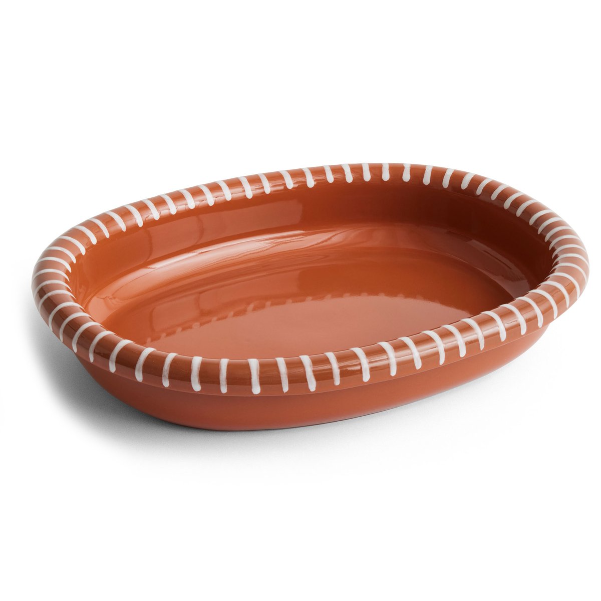 HAY Barro ovalt serveringsfat stort 27x36 cm Natural with stripes