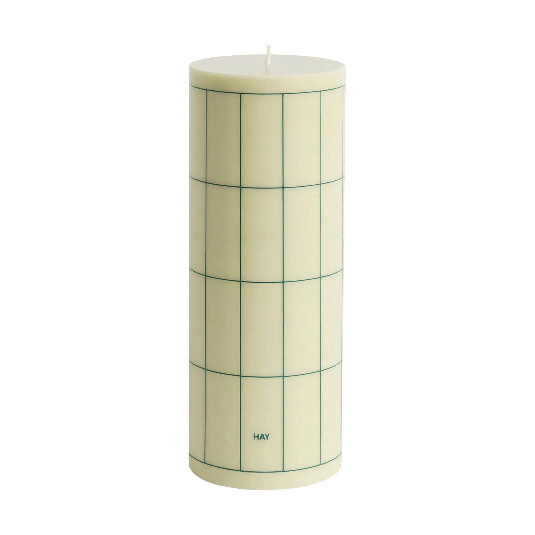 Column Candle blokklys large 25 cm, Light green with dark green grid check HAY