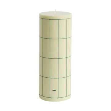 Column Candle blokklys large 25 cm - Light green with dark green grid check - HAY