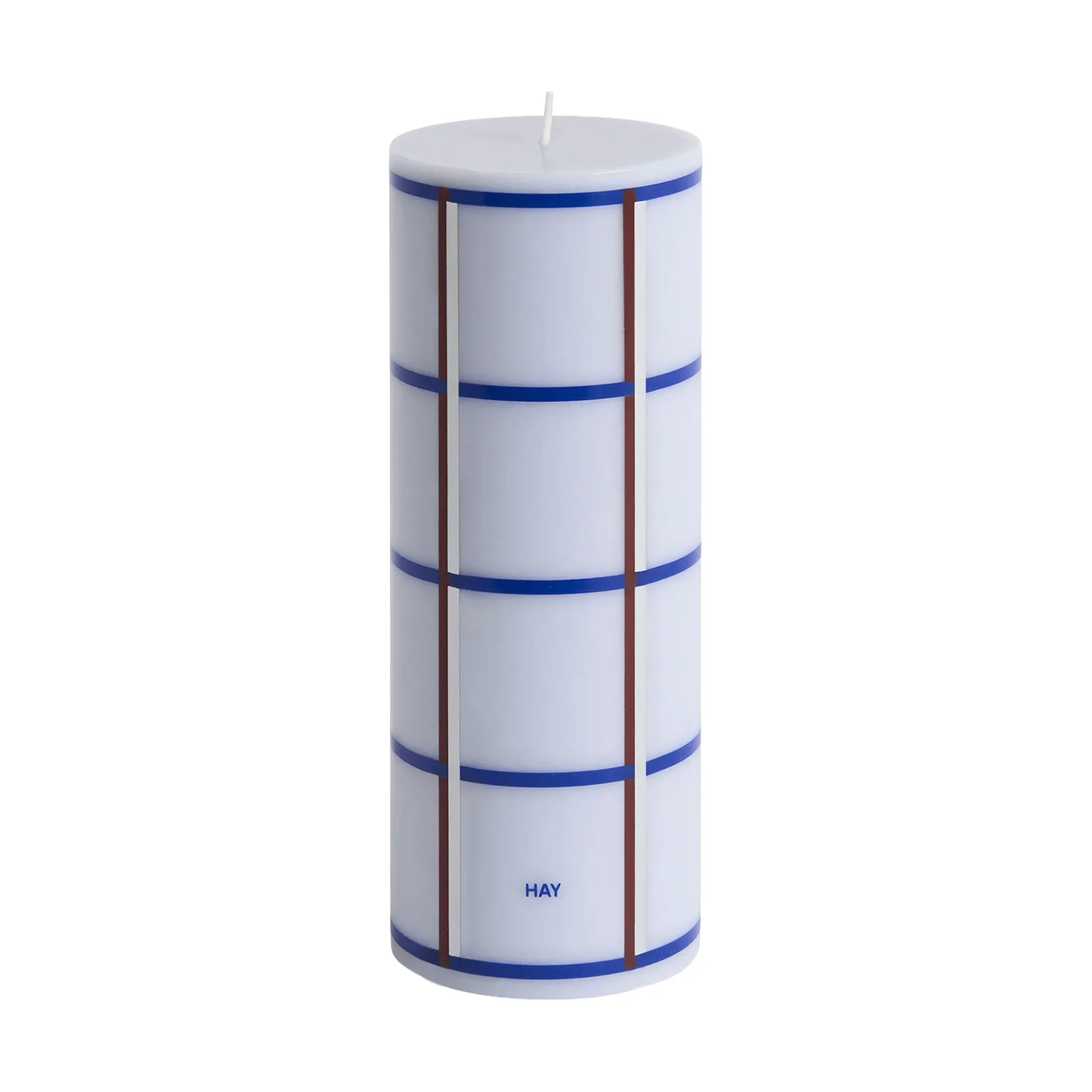 Column Candle blokklys medium 20 cm, Light blue, blue, bordeaux and silver HAY