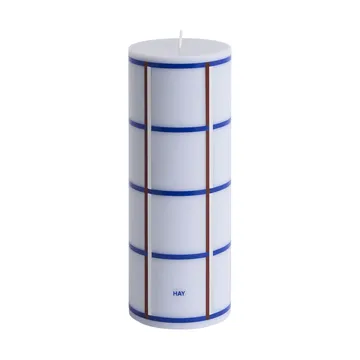 Column Candle blokklys medium 20 cm - Light blue, blue, bordeaux and silver - HAY