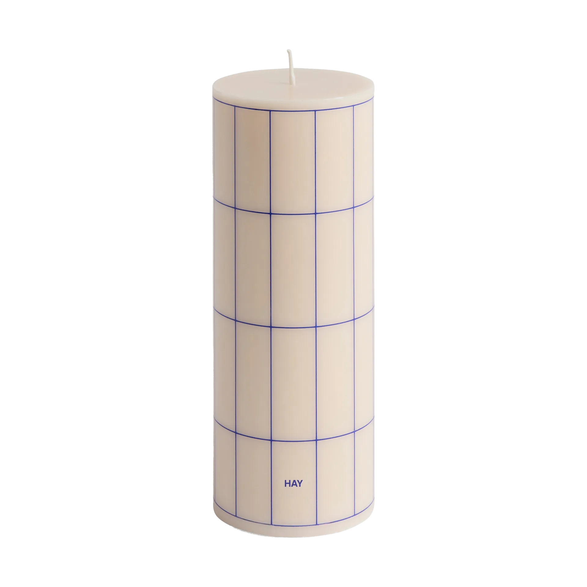 HAY Column Candle blokklys medium 20 cm Off white-blue grid check