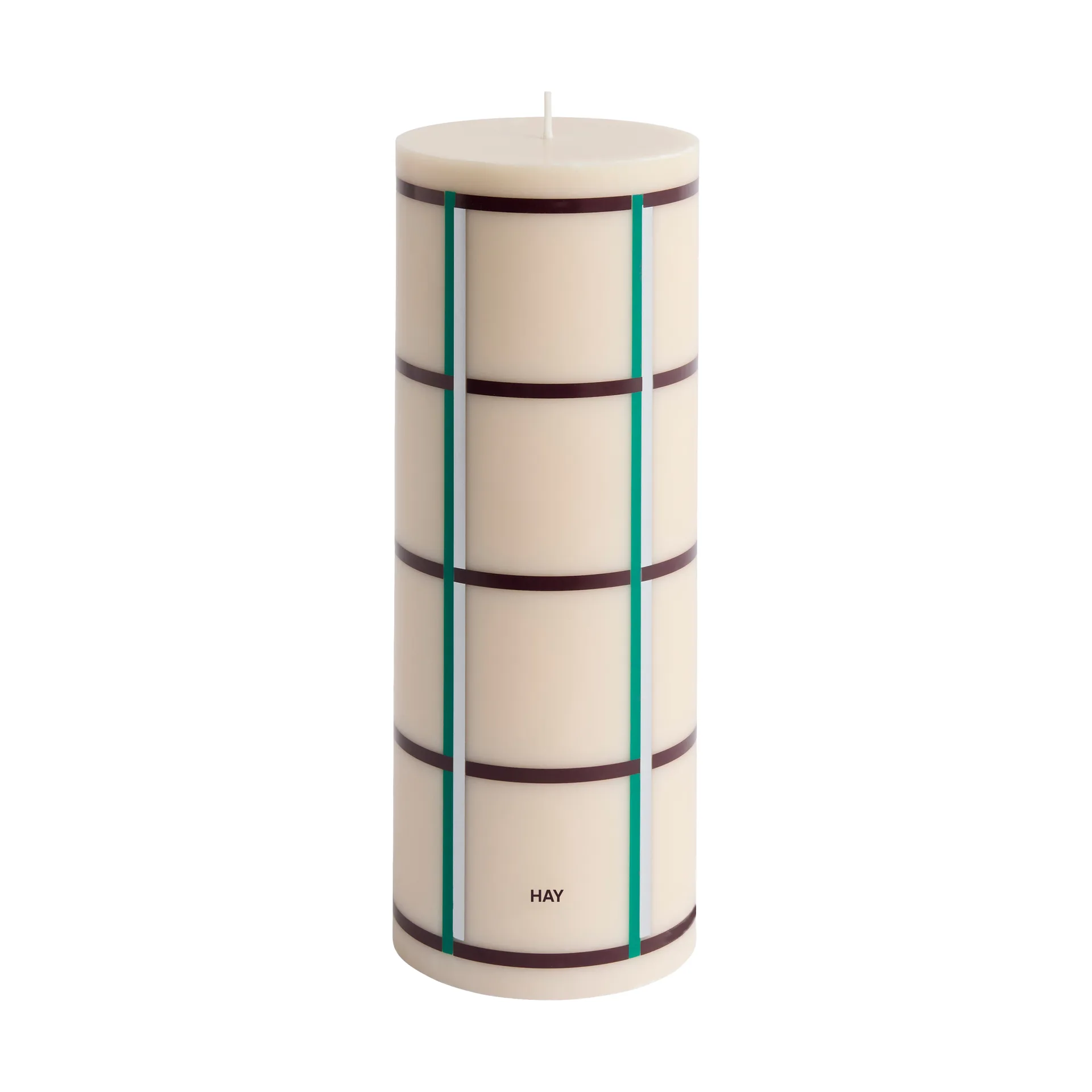 Column Candle kubbelys large 25 cm, Off white-green bordeaux-silver HAY
