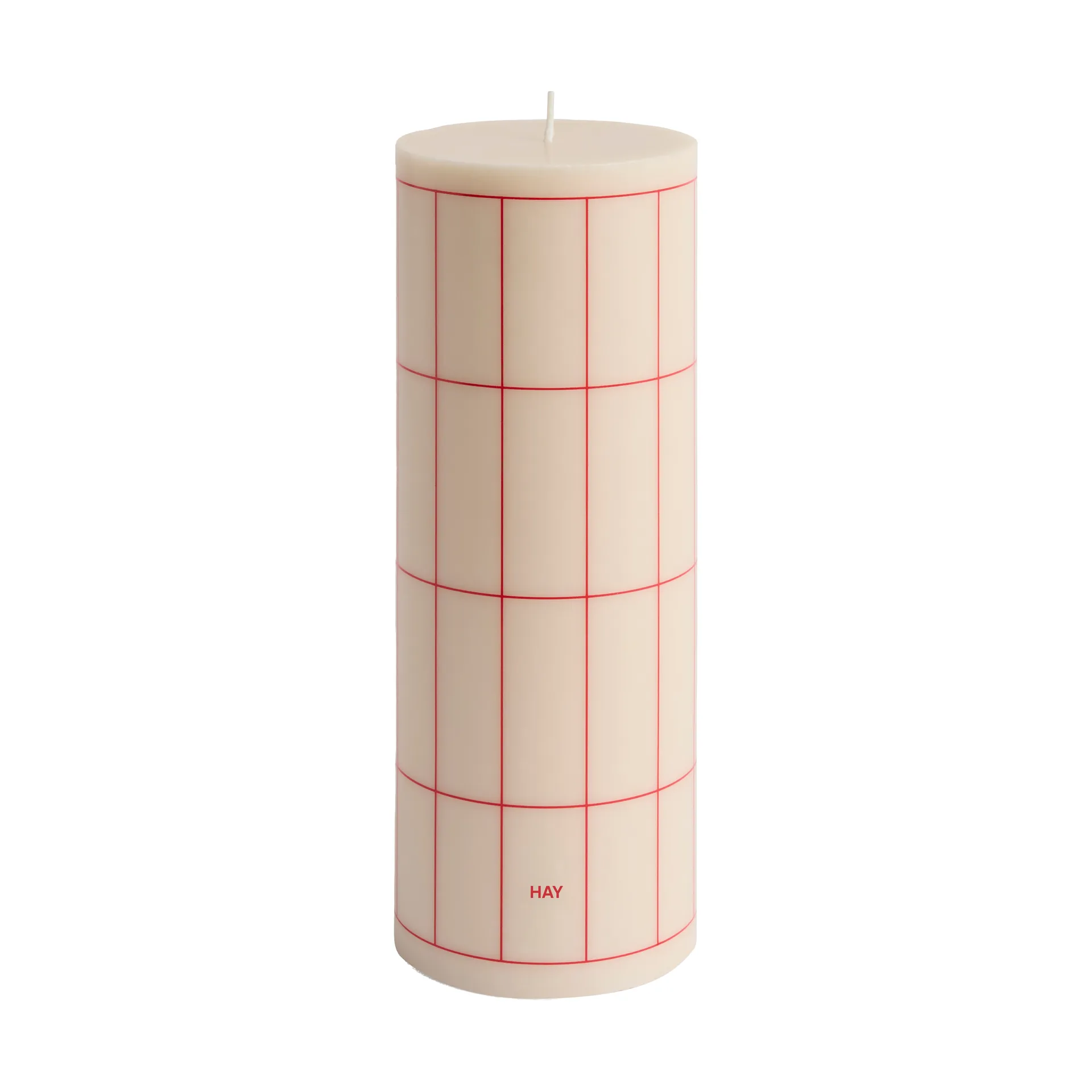 Column Candle kubbelys large 25 cm, Off white-red grid check HAY