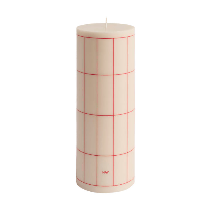 Column Candle kubbelys large 25 cm - Off white-red grid check - HAY