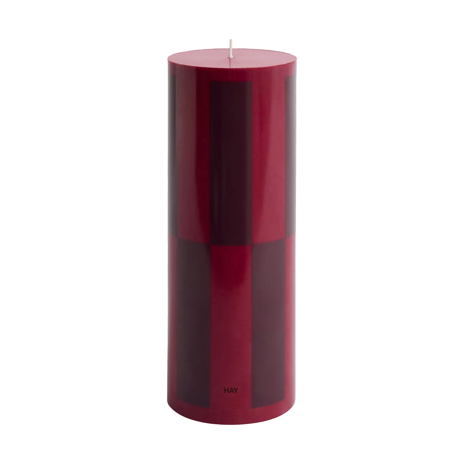 Column Candle kubbelys large 25 cm, Wine-bordeaux large check HAY