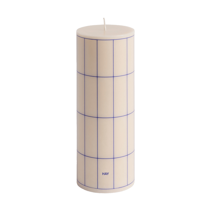 Column Candle kubbelys medium 20 cm - Off white-blue grid check - HAY