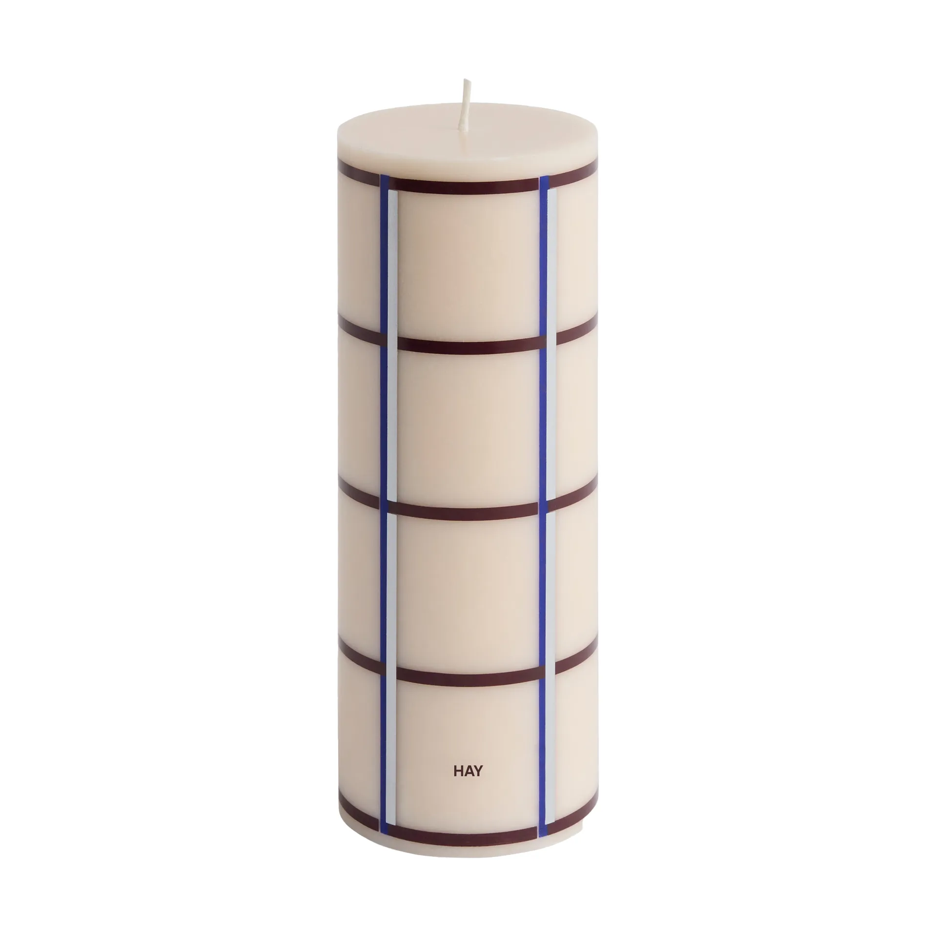 Column Candle kubbelys medium 20 cm, Off white-bordeaux-blue-sølv HAY