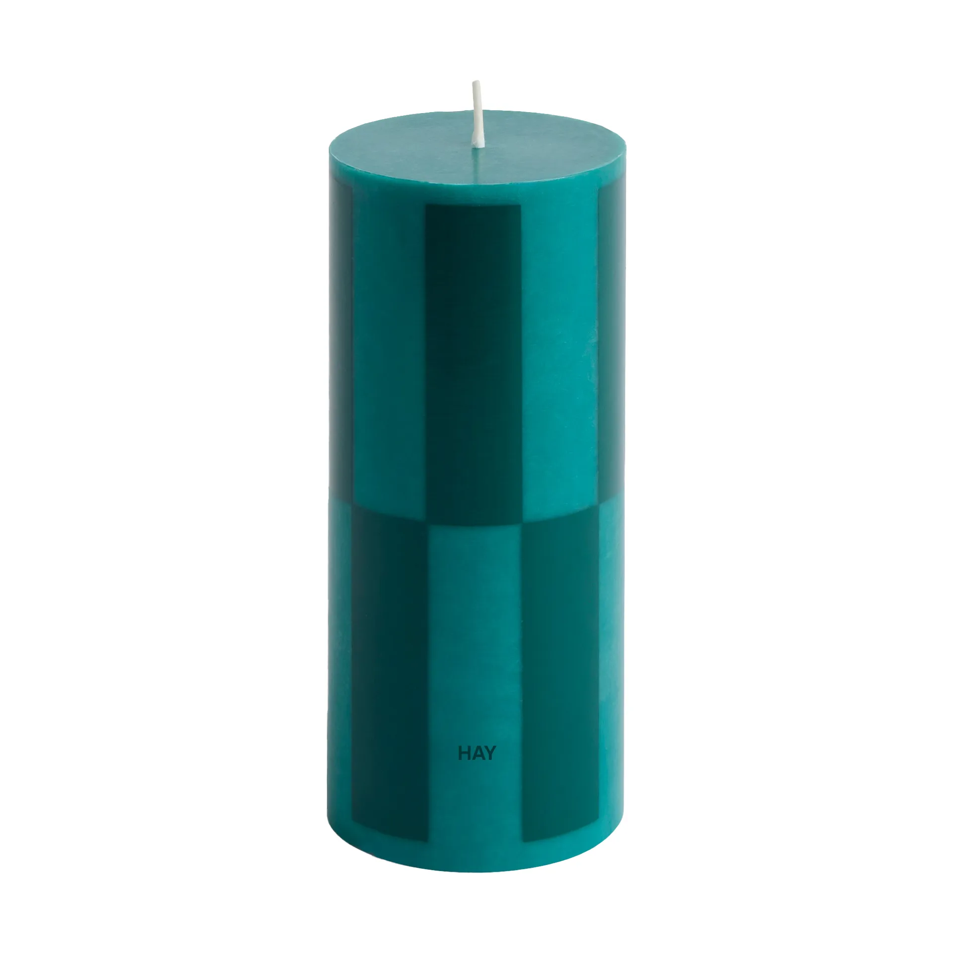 Column Candle kubbelys small 15 cm, Green-dark green large check HAY