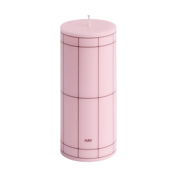 Column Candle kubbelys small 15 cm - Light pink-bordeaux grid - HAY