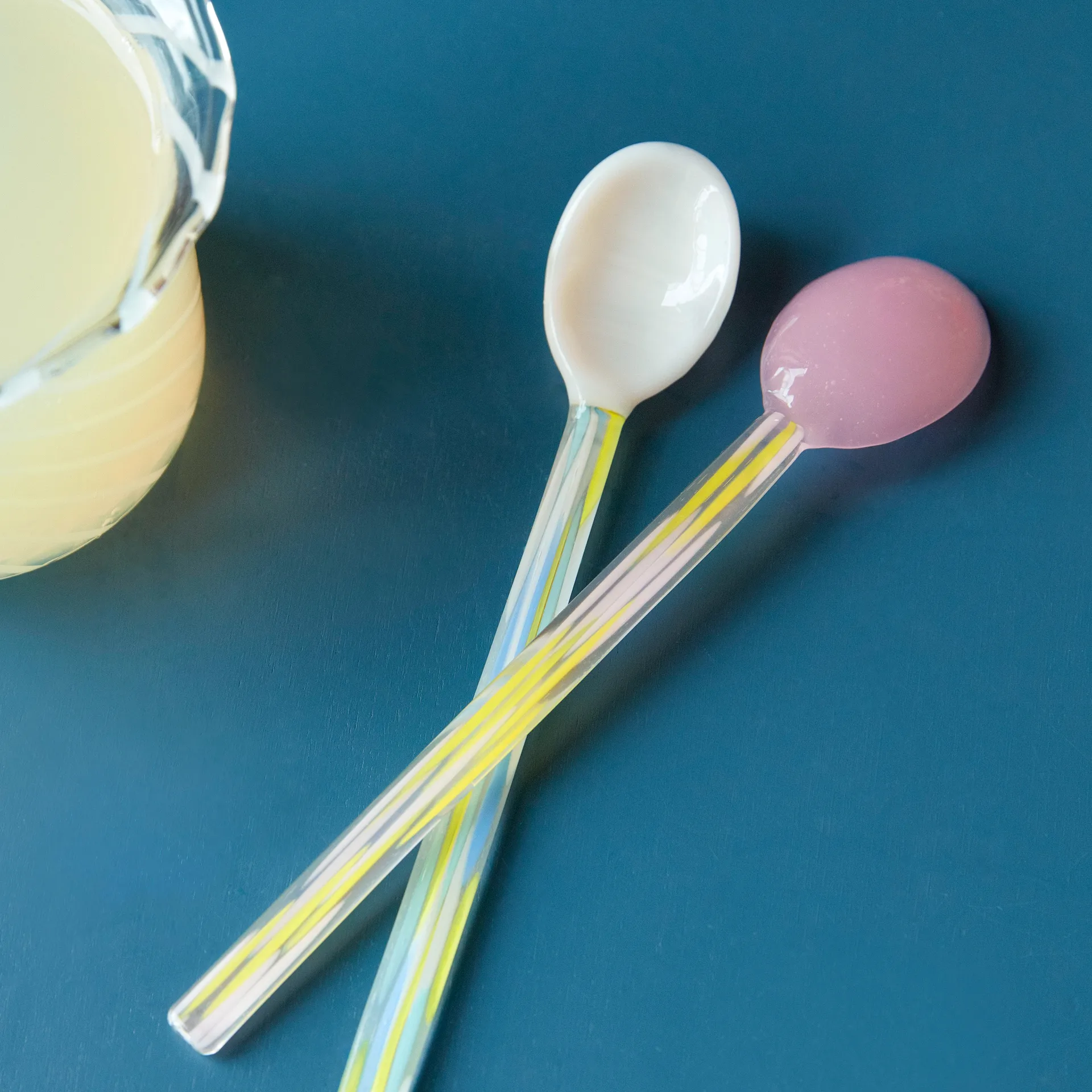 Flat glasskje 2-stk., Light pink-white HAY