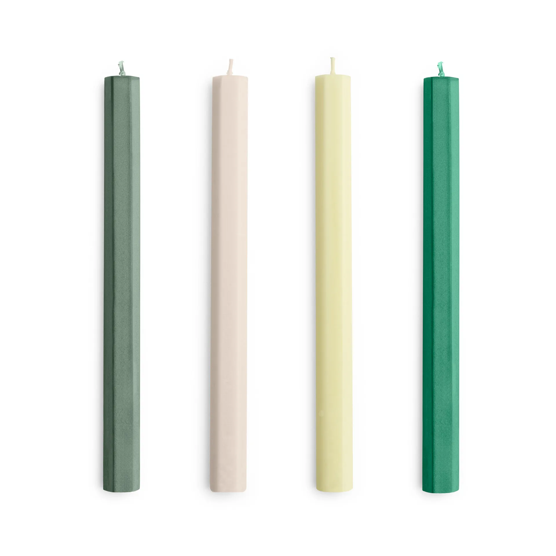 Hexagon Candle lys mix 4-pack, Greens-whites HAY