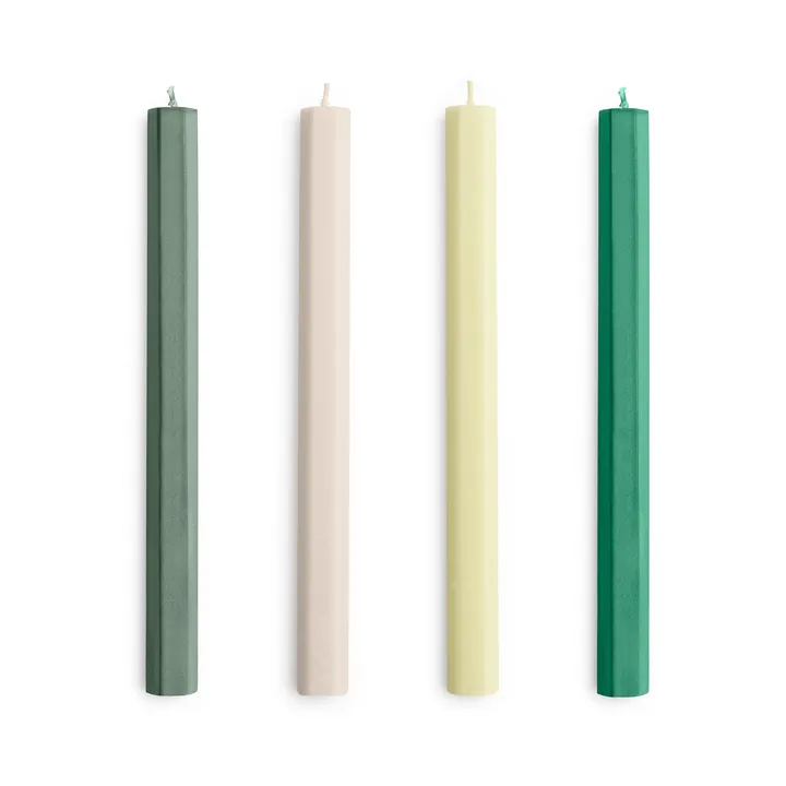Hexagon Candle lys mix 4-pakning - Greens-whites - HAY