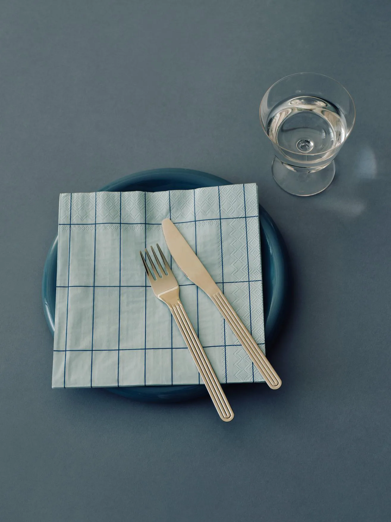 Pattern Lunsj serviett 33x33 cm 20-pakning, Light blue-blue grid HAY