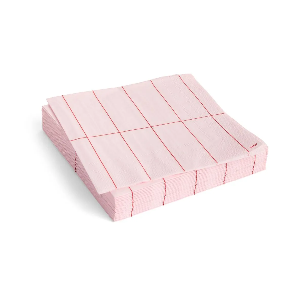 Pattern Lunsj serviett 33x33 cm 20-pakning, Light pink-red grid HAY