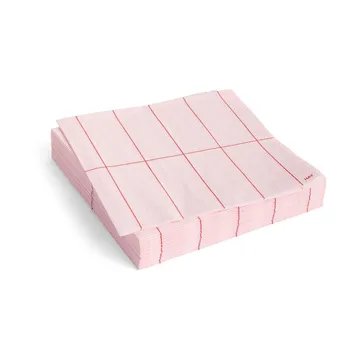 Pattern Lunsj serviett 33x33 cm 20-pakning - Light pink-red grid - HAY
