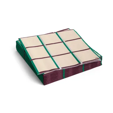 Pattern Lunsj serviett 33x33 cm 20-pakning - Off white-silver-green braid check - HAY