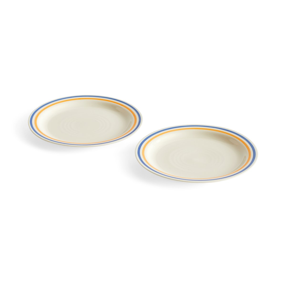 HAY - Sobremesa Plate Ø24,5 Set of 2 - Blue and yellow - Oppleggingsfat - Laila Gohar - Hvit,Blå,Gul