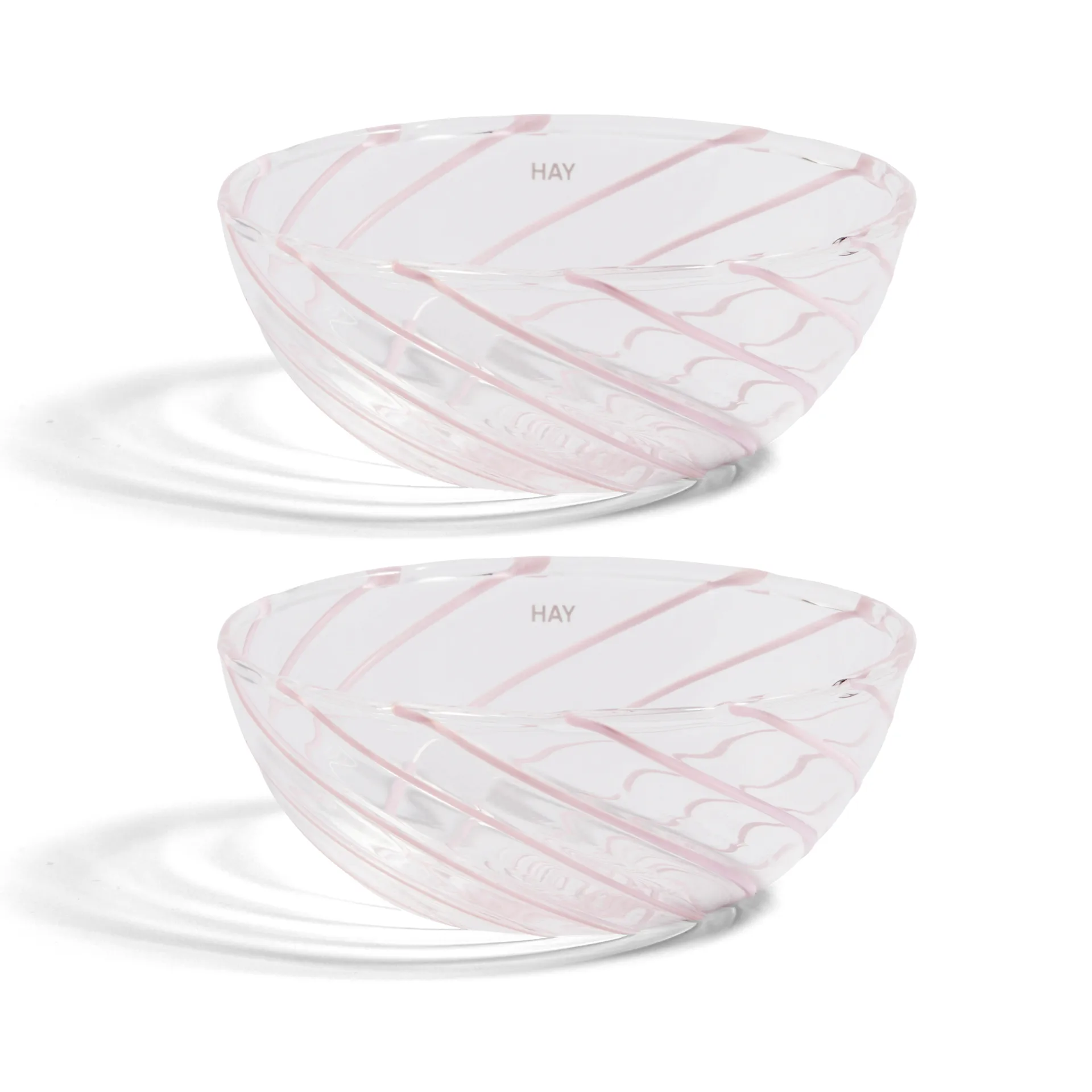 Spin skål Ø 8,5 cm, 2-pakning, Klar-rosa stripete HAY