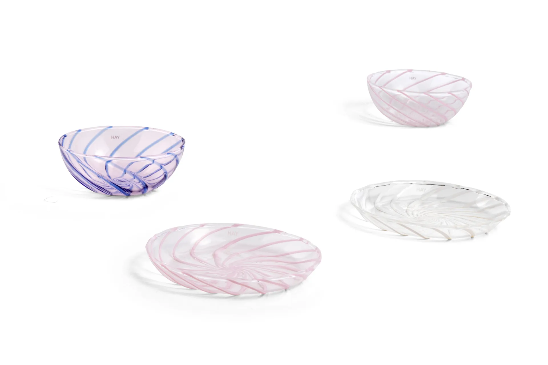 Spin skål Ø 8,5 cm, 2-pakning, Klar-rosa stripete HAY