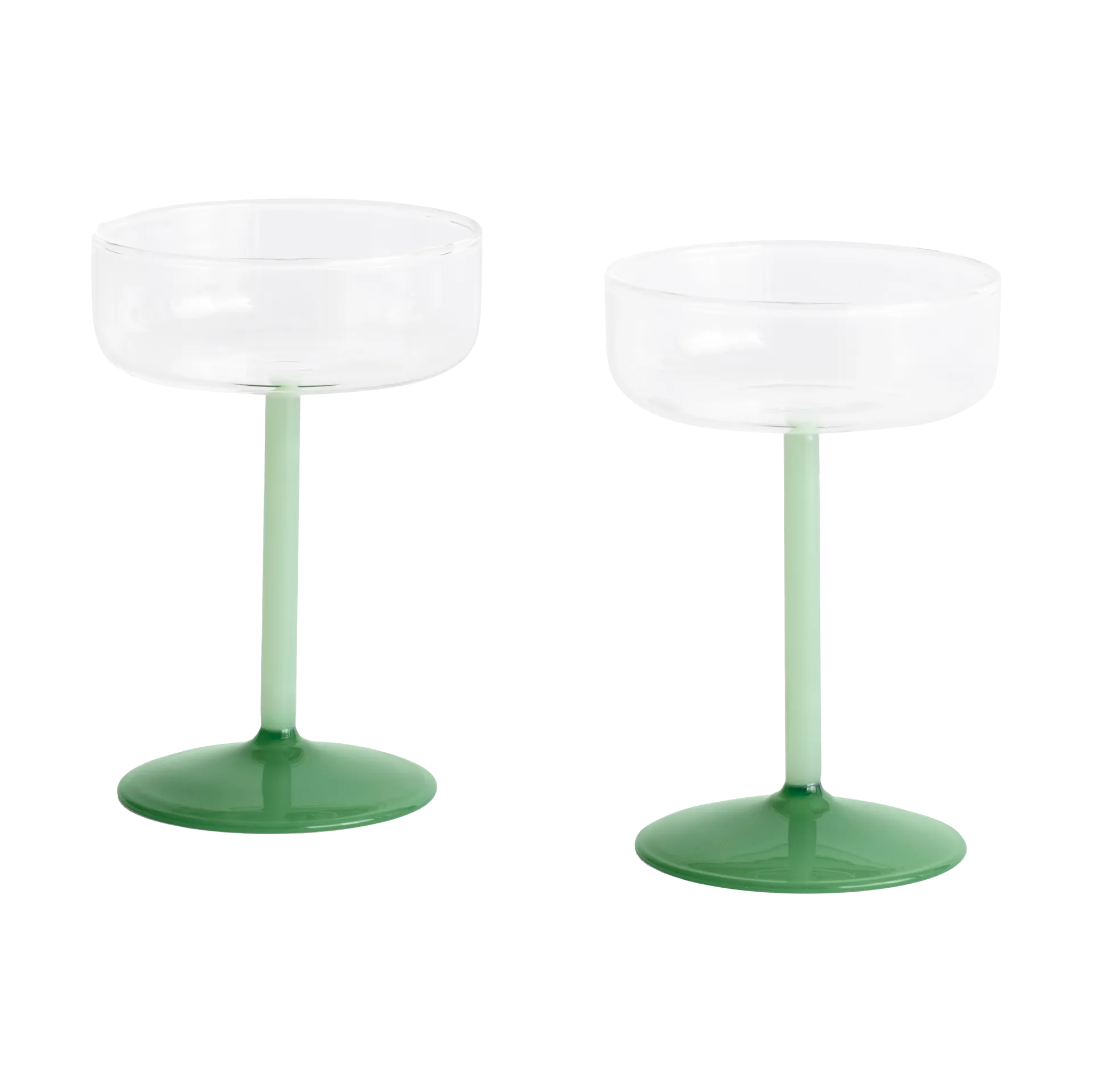 Tint coupe glass 20 cl 2-pakning, Clear-jade light green-jade dark green HAY