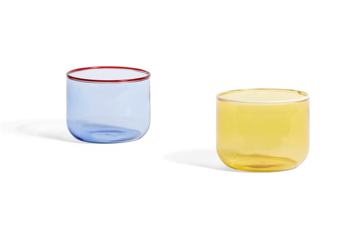 Tint glass 20 cl 2-stk., Lyseblå-rød kant HAY