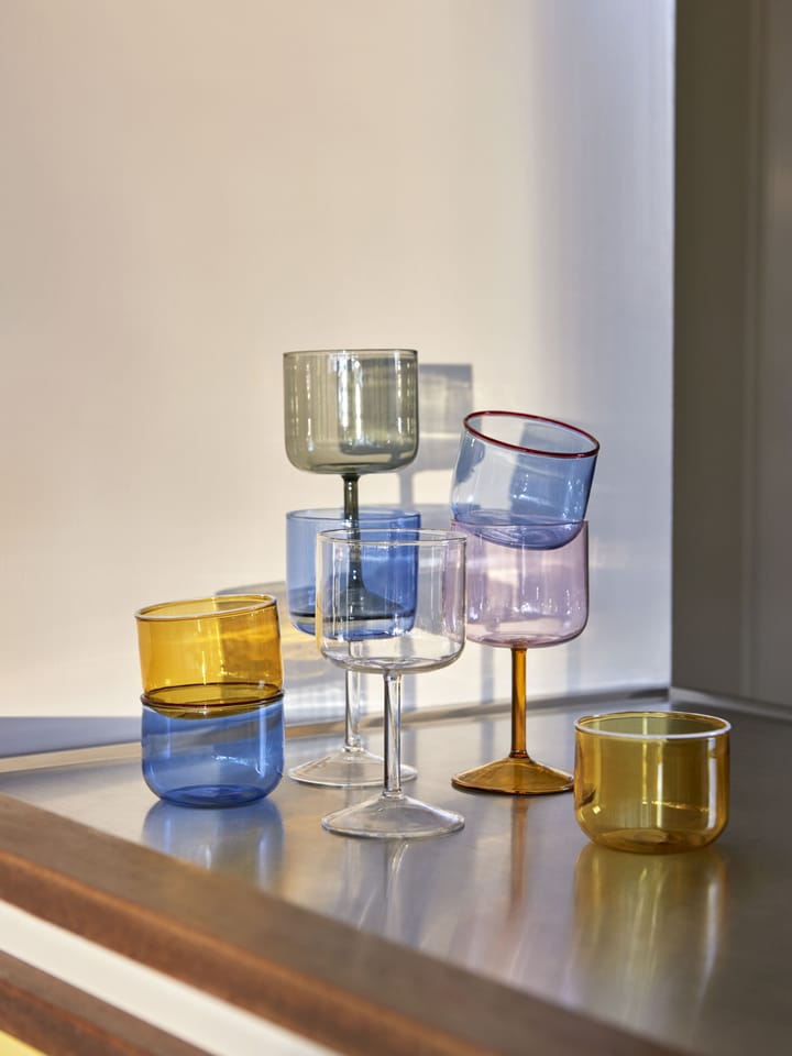 Tint glass 20 cl 2-stk., Lyseblå-rød kant HAY