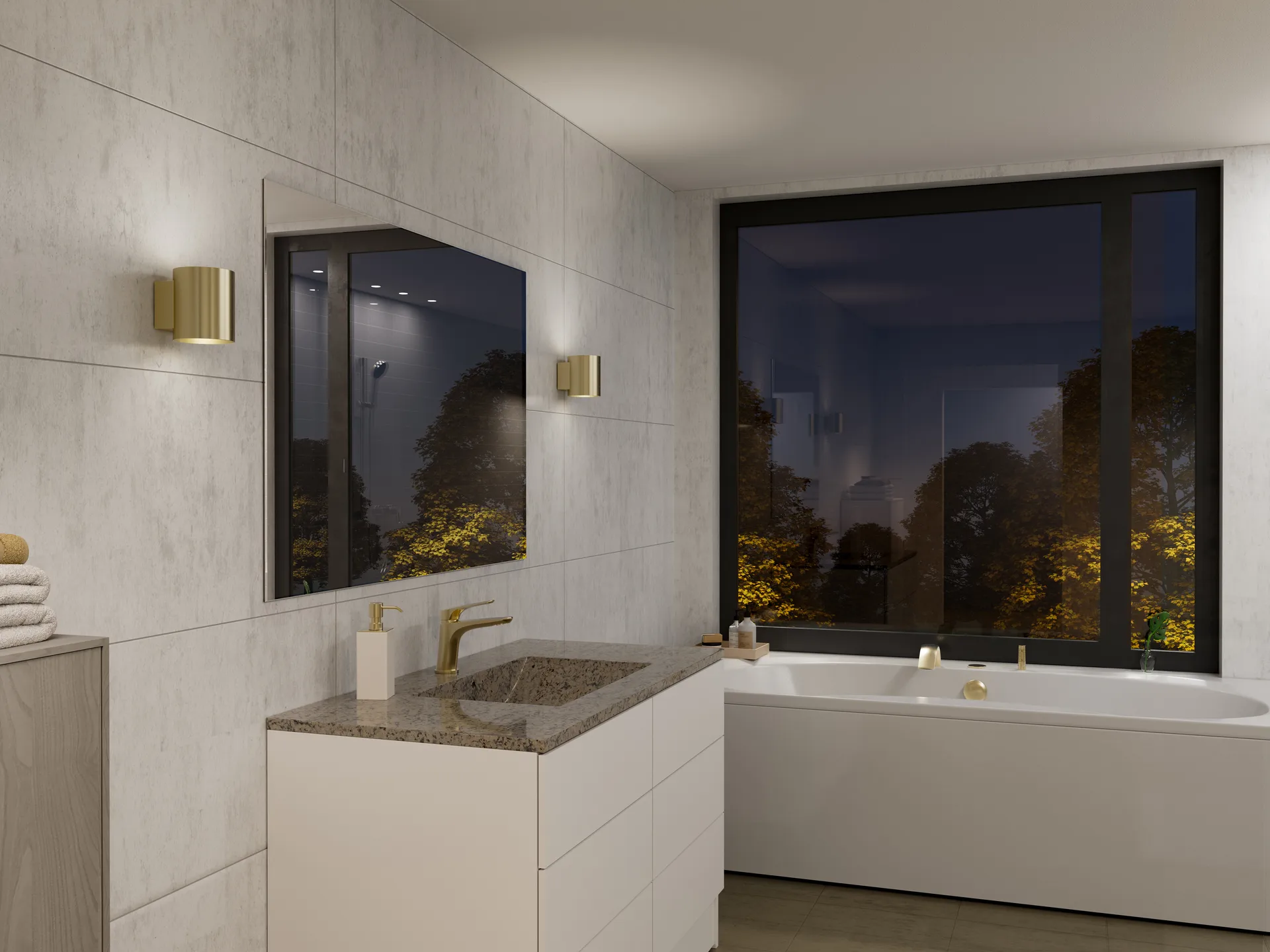 Evoke vegglampe small, Satin brass Herstal