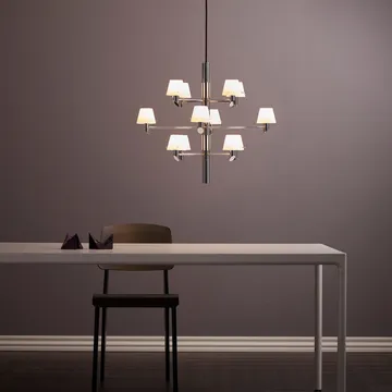 Gil krone 12 lysekrone - Krom-opal glass - Herstal