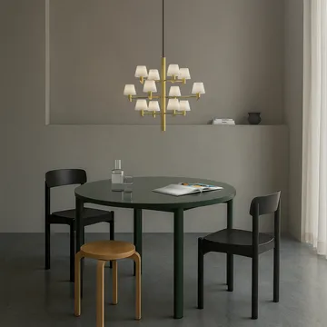 Gil krone 12 lysekrone - Satin brass-opal glass - Herstal