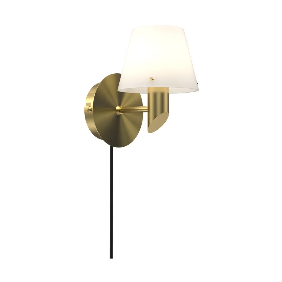 Gil vegglampe, Satin brass-opal glass Herstal