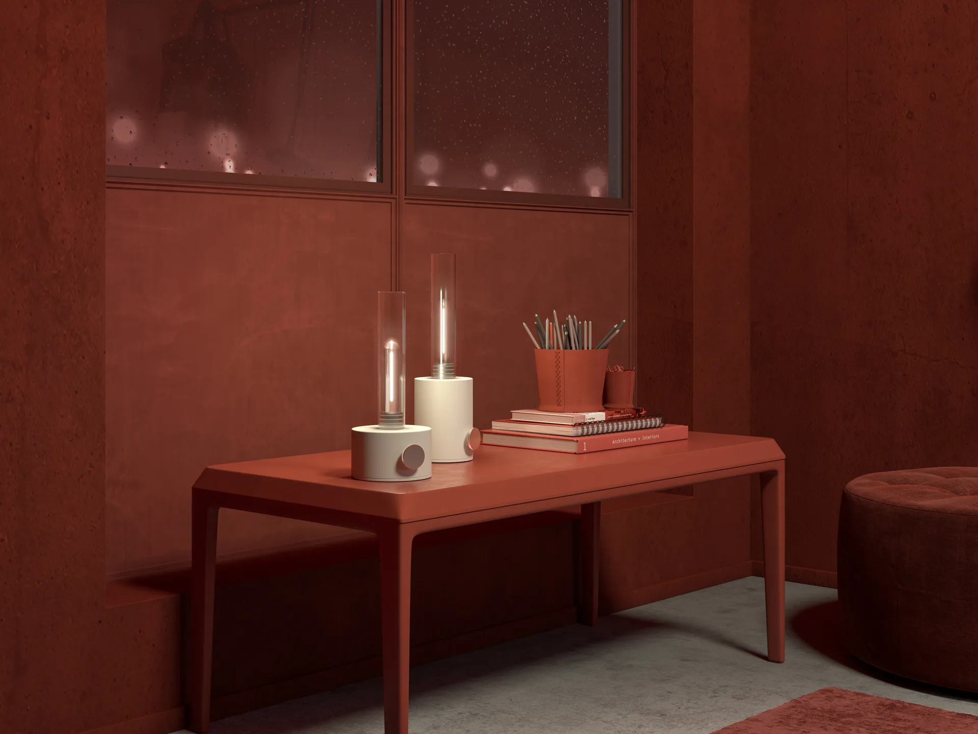 Harbor bordlampe small 28 cm, Matt hvit Herstal