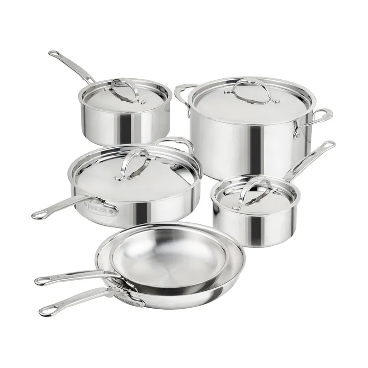 Hestan ProBond Luxe gryte- og stekepannesett - Rustfritt stål, 10 deler - Hestan