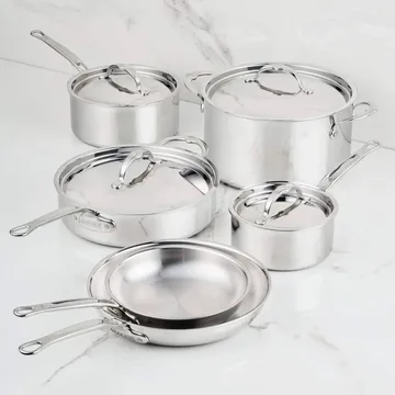 Hestan ProBond Luxe gryte- og stekepannesett - Rustfritt stål, 10 deler - Hestan