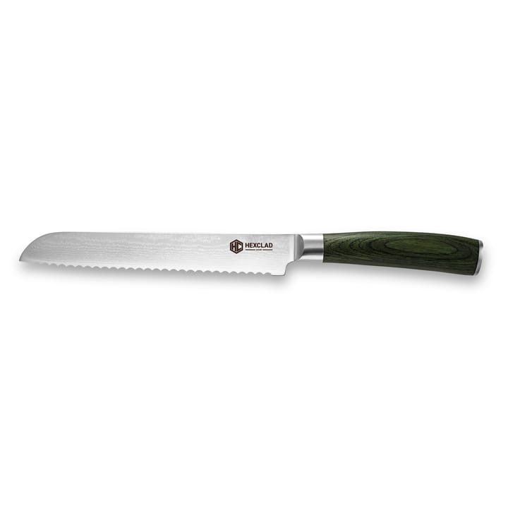 Hexclad brødkniv 67-lags Damaskus 20 cm, Grønn Hexclad