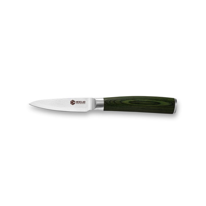 Hexclad grønnsakskniv 67-lags damaskus 9 cm, Grønn Hexclad
