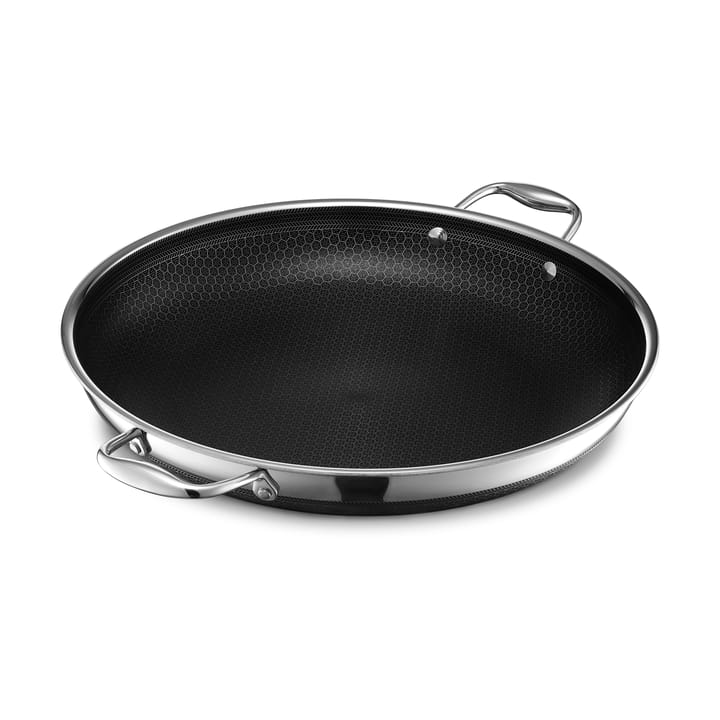 Hexclad stekepanne med lokk hybrid Ø36 cm - Rustfritt stål-sort - Hexclad