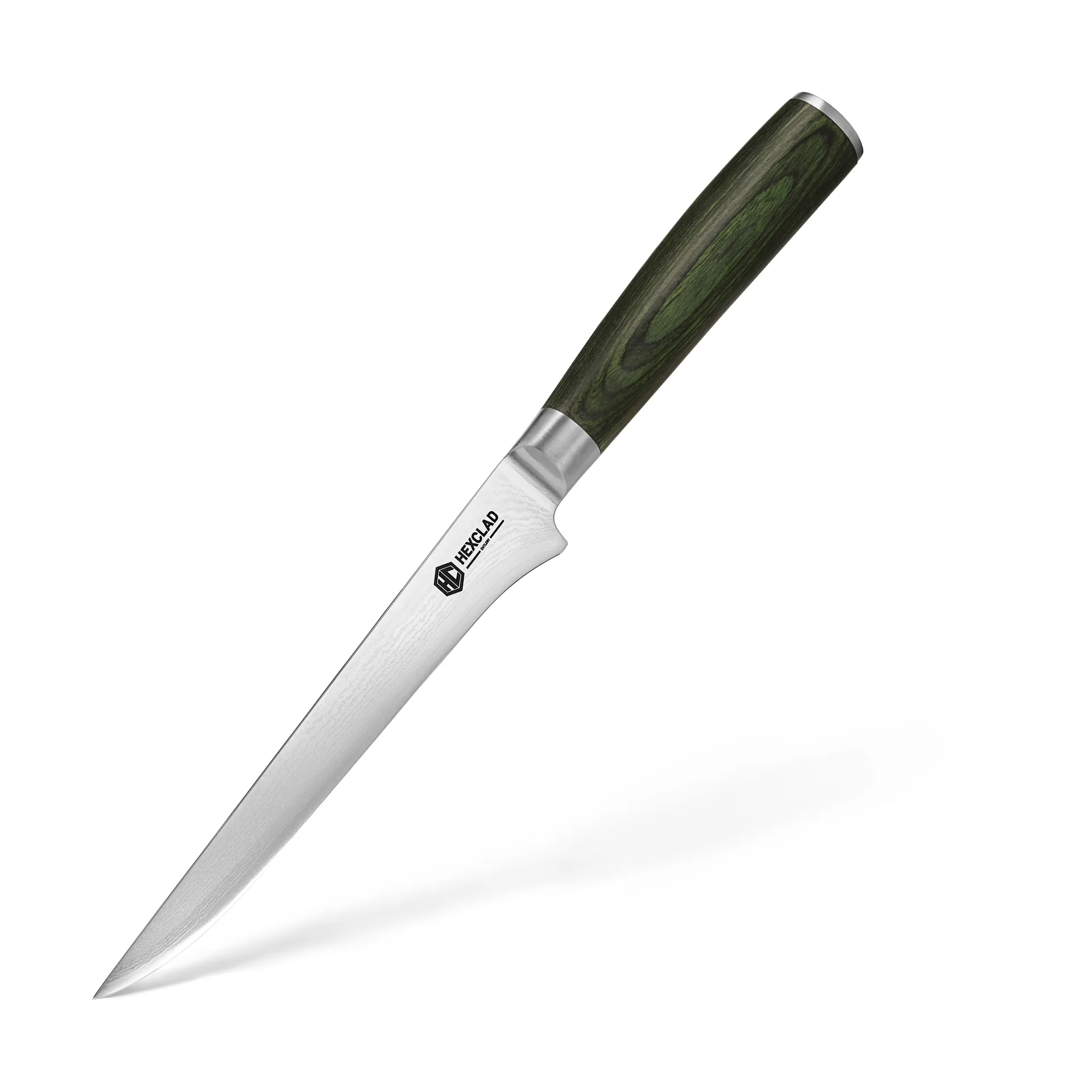 Hexclad utbeningskniv damaskus 15 cm, Sølv Hexclad