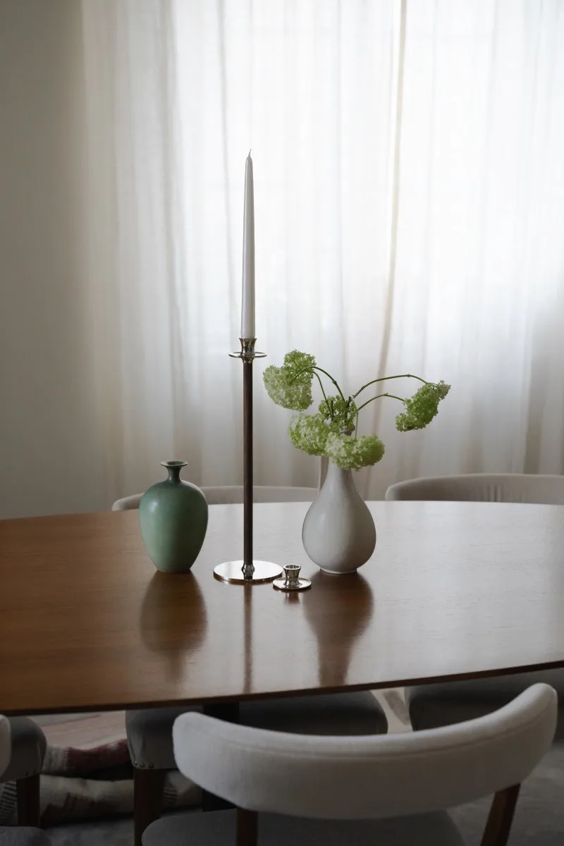 Basso lav lysestake, Nikkelbelagt messing Hilke Collection