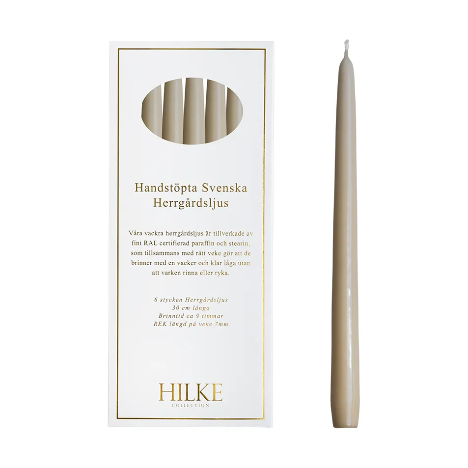 Herregårdslys 30 cm 6-pakning, Lys beige Hilke Collection