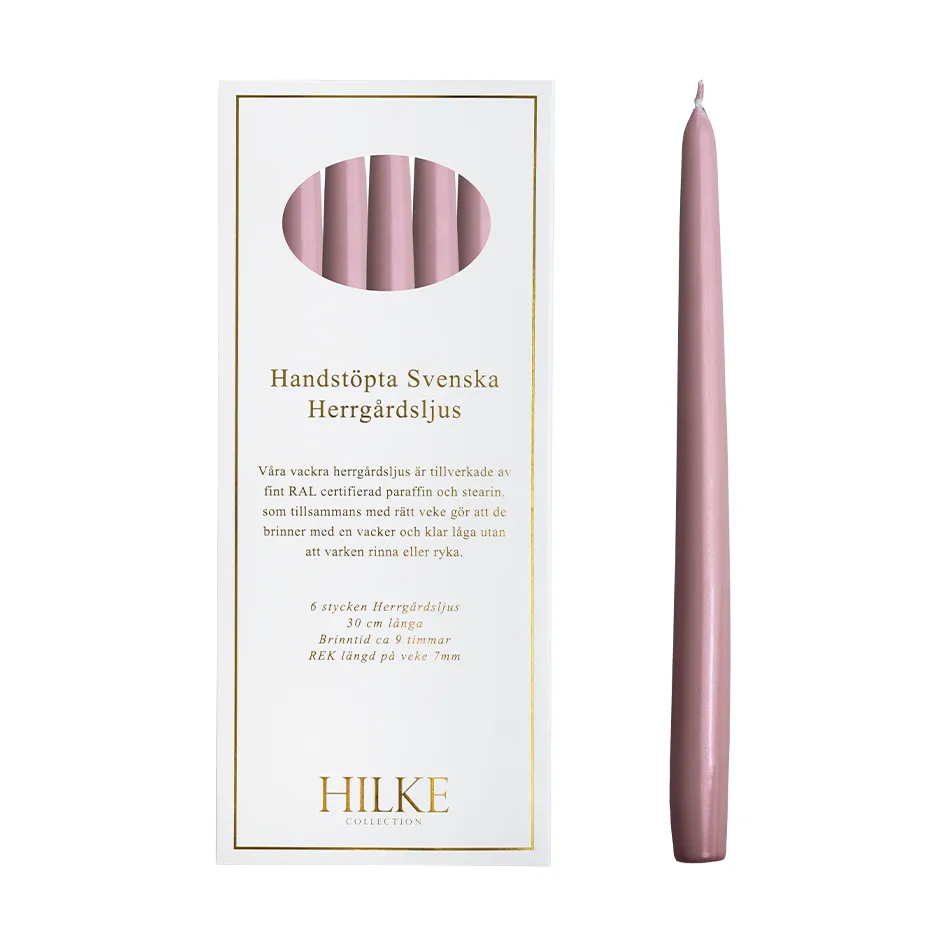 Herregårdslys 30 cm 6-pakning, Rosa Metallic Hilke Collection