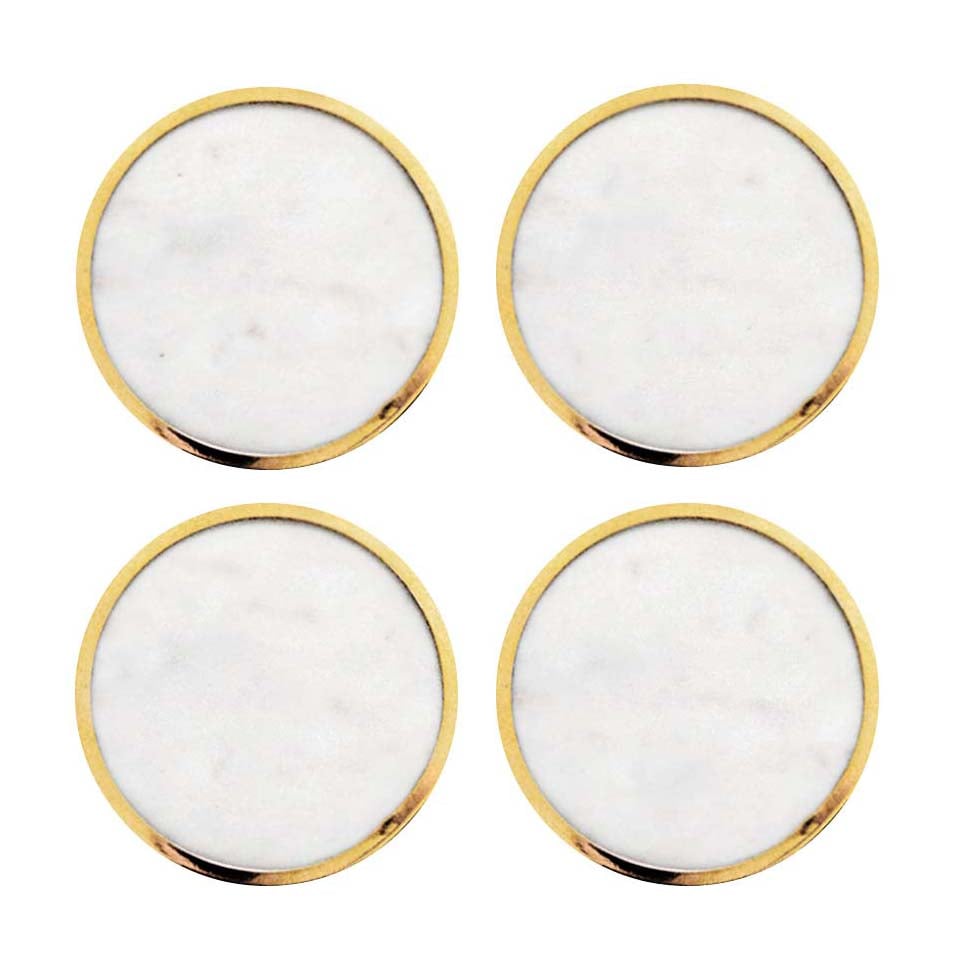 Hilke Collection Hilke Collection glassunderlag 4-pakning Hvit marmor-solid messing