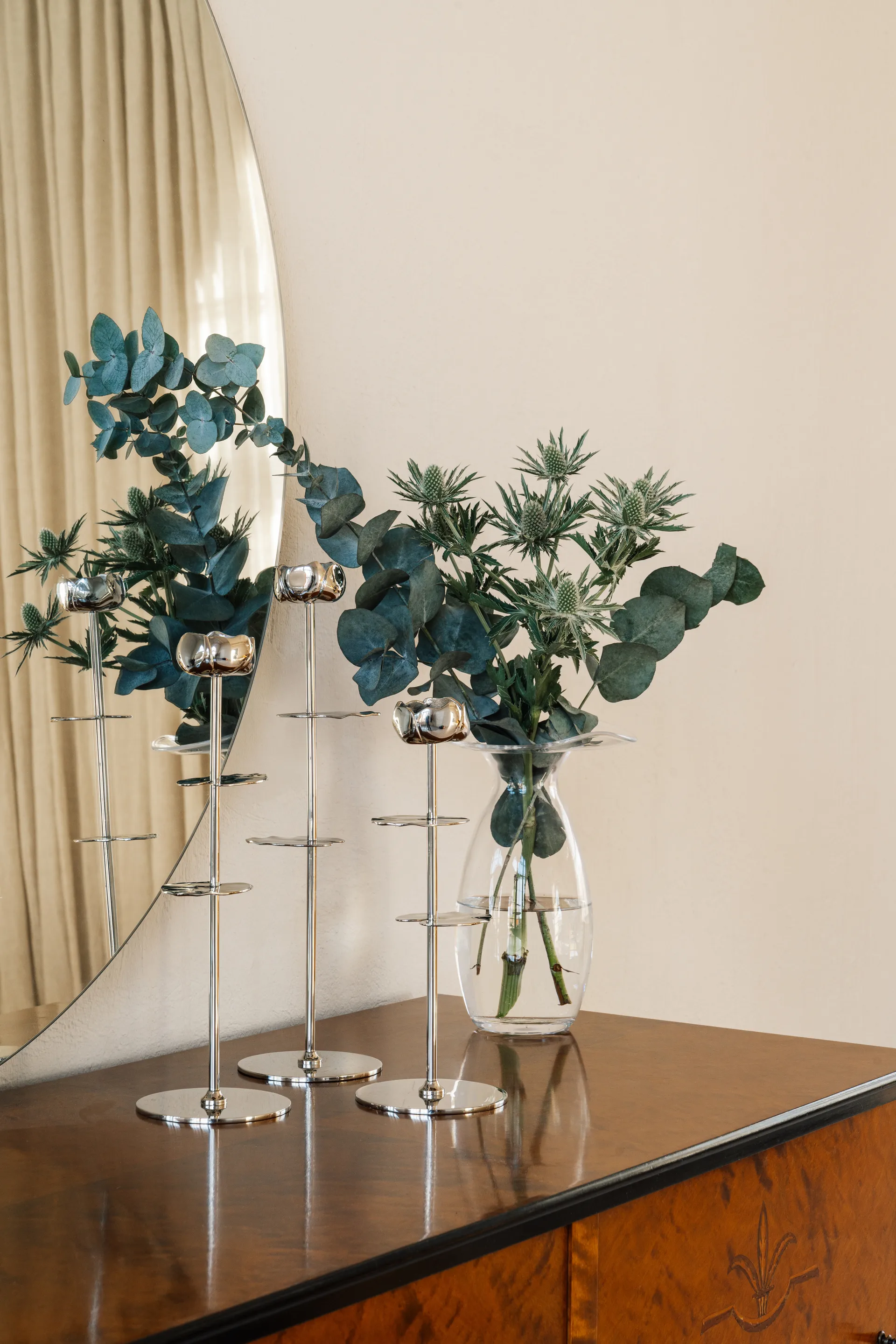 Ninfea Alta lysestake 30 cm, Forkrommet messing Hilke Collection