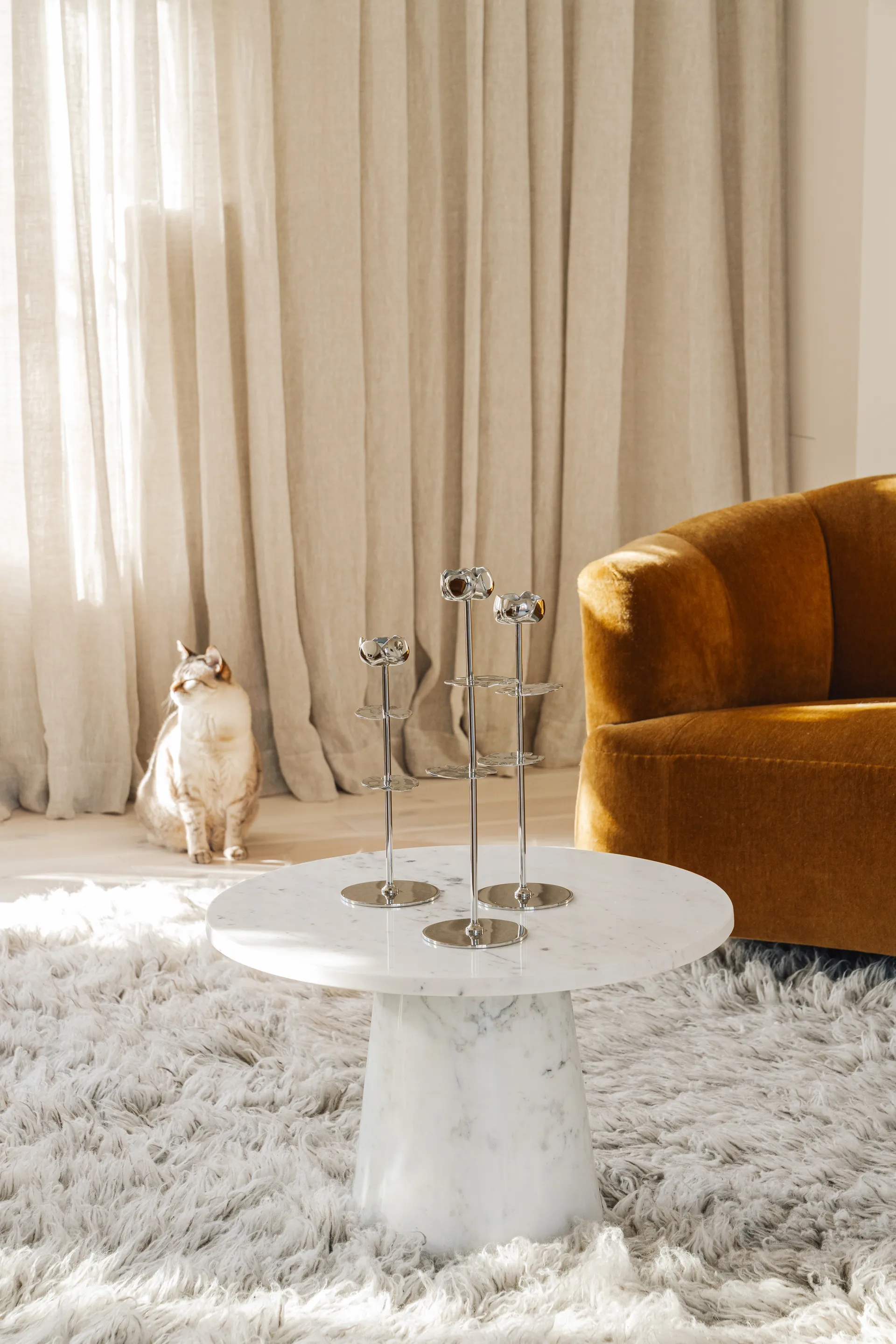 Ninfea Alta lysestake 30 cm, Forkrommet messing Hilke Collection